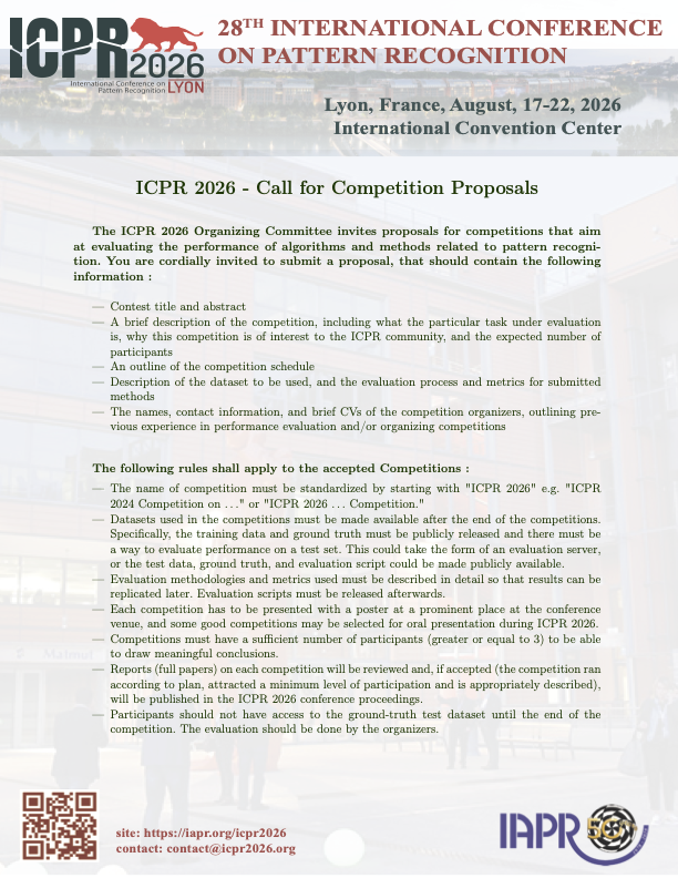 ICPR 2026 Conference flyer Call for competition preview