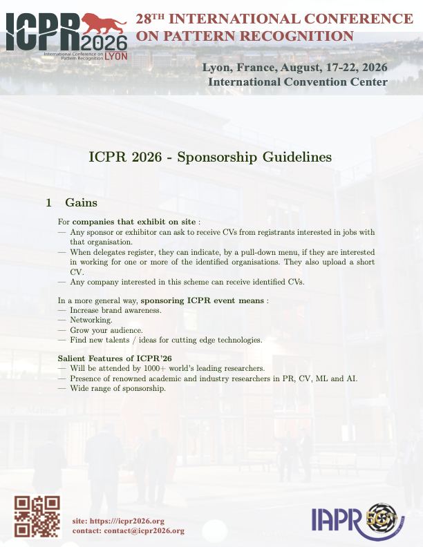 ICPR 2026 Conference sponsorship guideline preview